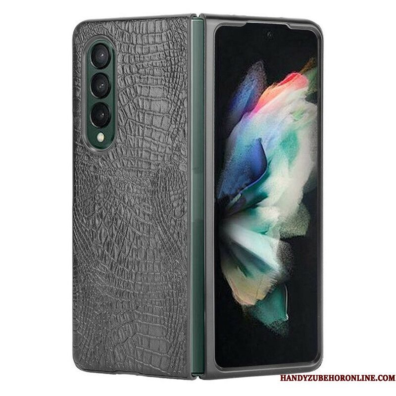 Hoesje voor Samsung Galaxy Z Fold 3 5G Imitatie Krokodillenleer