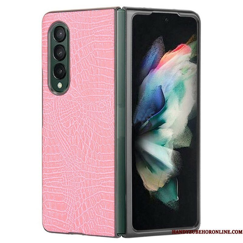 Hoesje voor Samsung Galaxy Z Fold 3 5G Imitatie Krokodillenleer