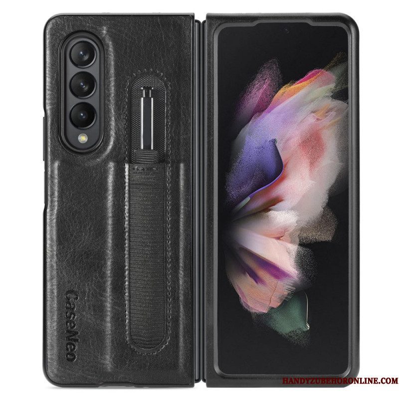 Hoesje voor Samsung Galaxy Z Fold 3 5G Stijl Lederen Stylus Houder Caseneo