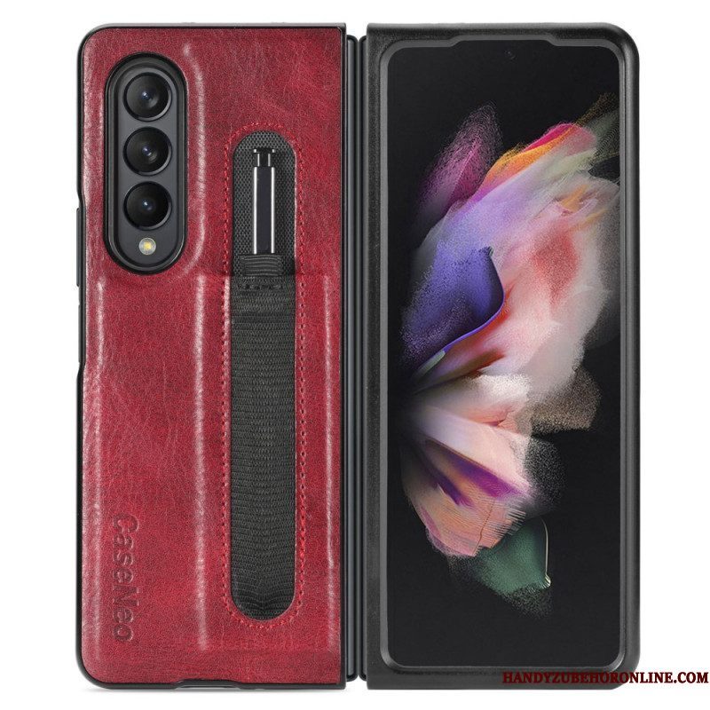 Hoesje voor Samsung Galaxy Z Fold 3 5G Stijl Lederen Stylus Houder Caseneo