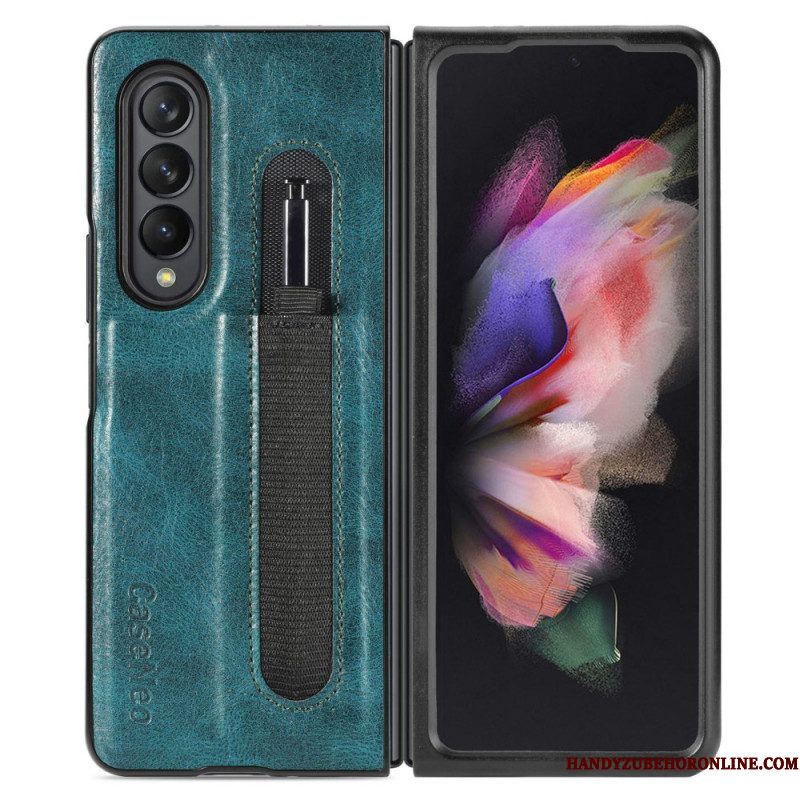 Hoesje voor Samsung Galaxy Z Fold 3 5G Stijl Lederen Stylus Houder Caseneo