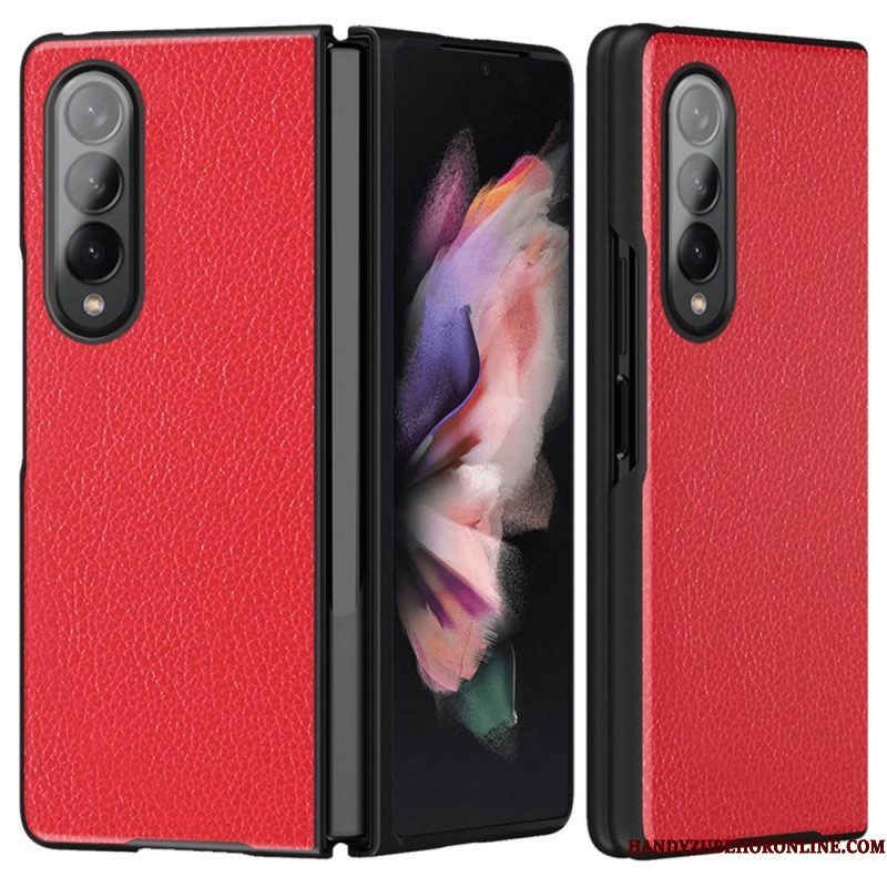 Hoesje voor Samsung Galaxy Z Fold 4 Lychee Gecoat Kunstleer