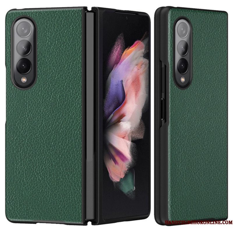 Hoesje voor Samsung Galaxy Z Fold 4 Lychee Gecoat Kunstleer