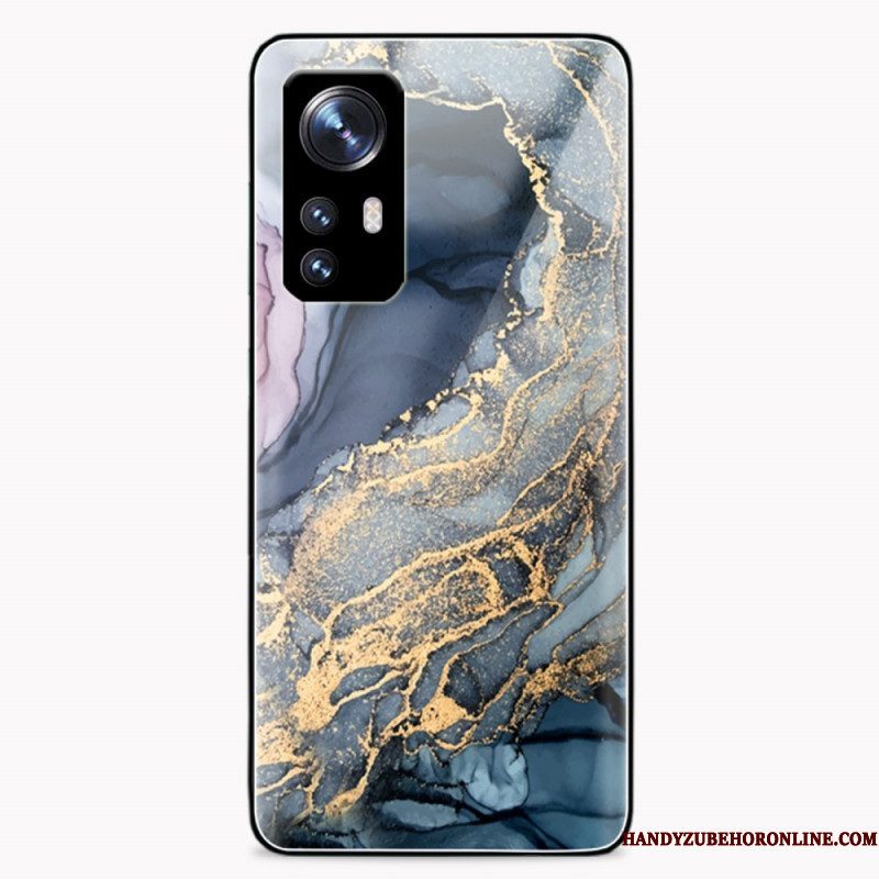 Hoesje voor Xiaomi 12 Pro Gekleurd Marmer Gehard Glas