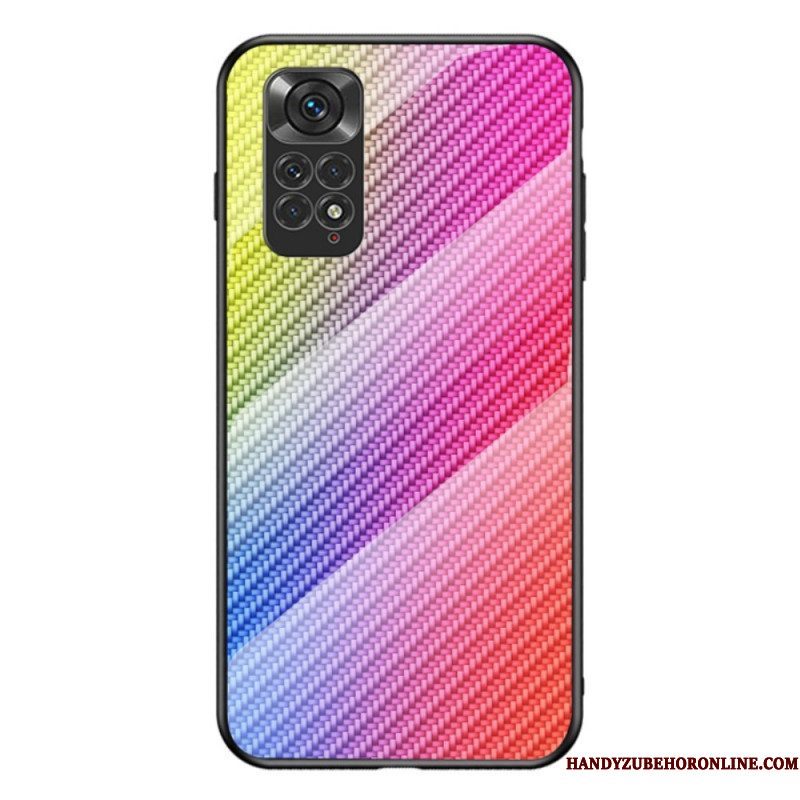 Hoesje voor Xiaomi Redmi Note 11 / 11S Koolstofvezel Gehard Glas