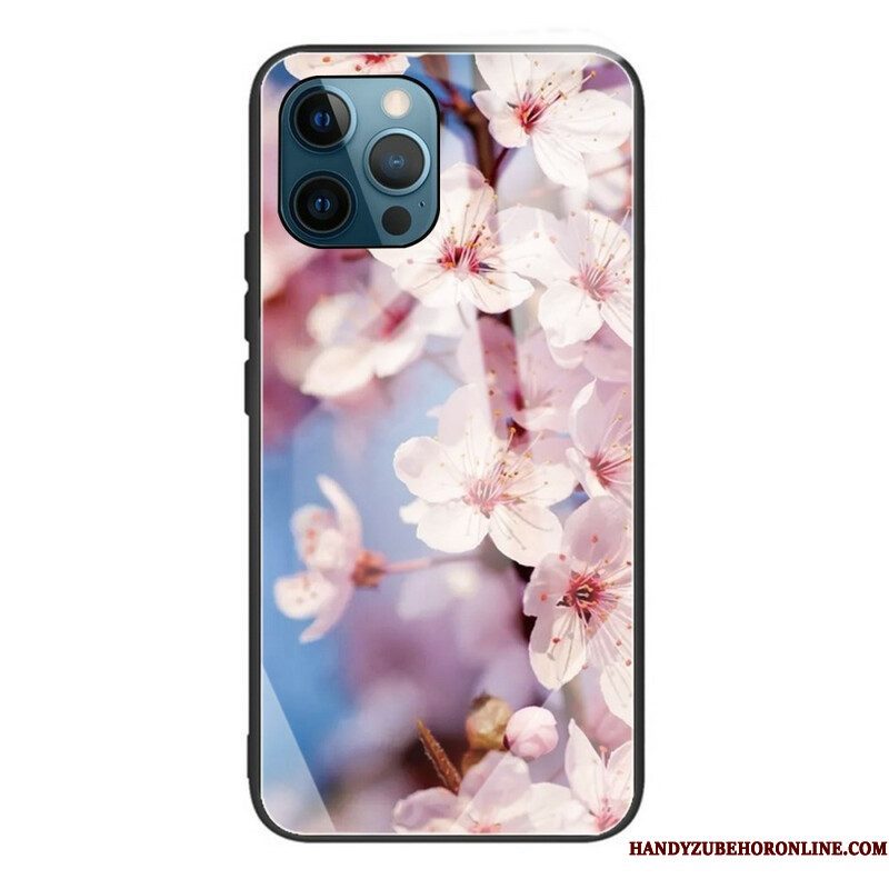 Hoesje voor iPhone 13 Pro Gehard Glas Realistische Bloemen