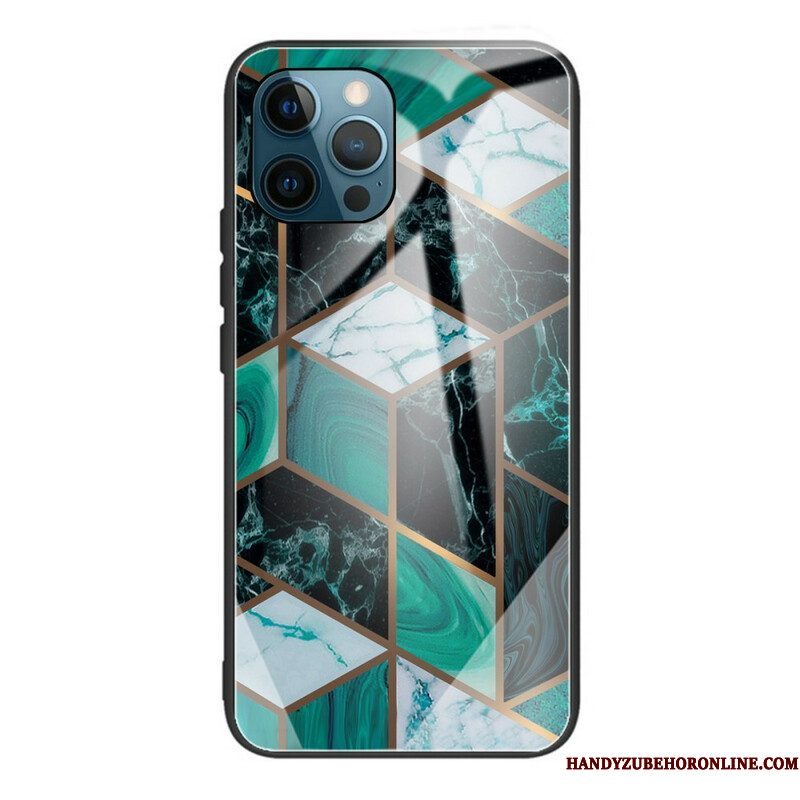 Hoesje voor iPhone 13 Pro Geometrie Marmer Gehard Glas