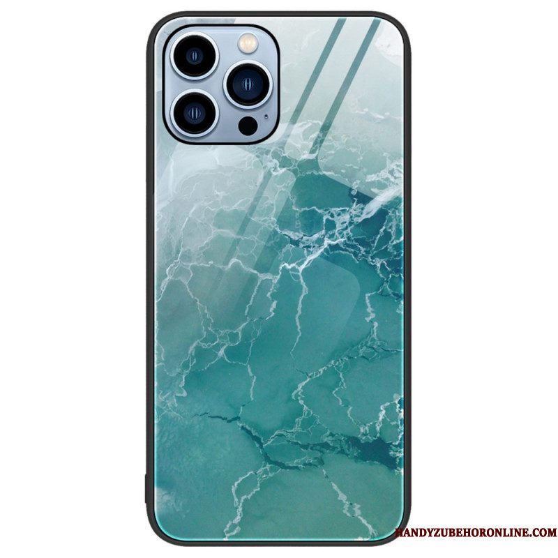 Hoesje voor iPhone 14 Pro Marmeren Kleuren Gehard Glas