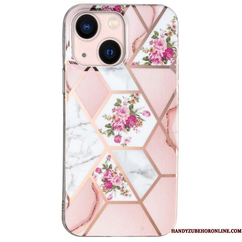 Hoesje voor iPhone 15 Plus Bloemenmarmer