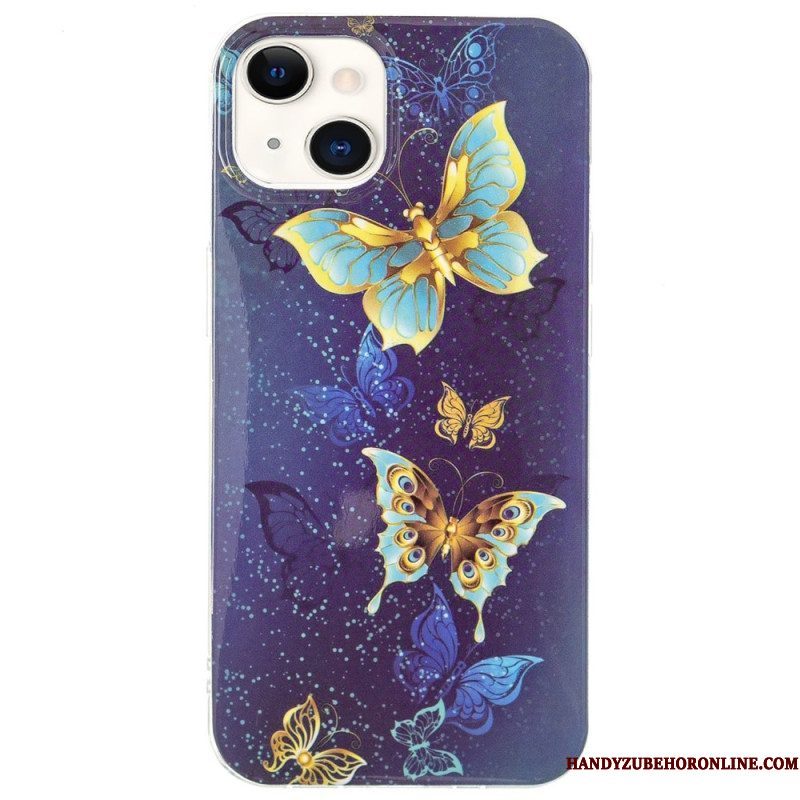 Hoesje voor iPhone 15 Plus Fluorescerende Vlinders