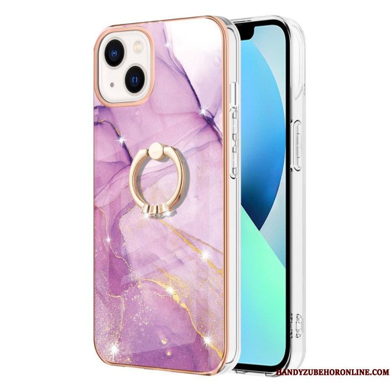 Hoesje voor iPhone 15 Plus Marmeren Stijl Met Steunring