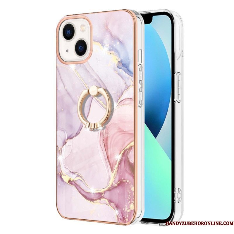 Hoesje voor iPhone 15 Plus Marmeren Stijl Met Steunring