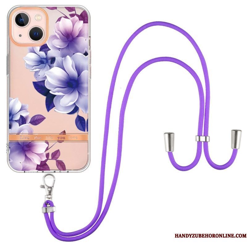 Hoesje voor iPhone 15 Plus Met Koord Cordonbloemen