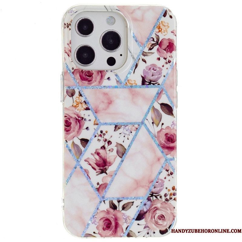 Hoesje voor iPhone 15 Pro Bloemenmarmer