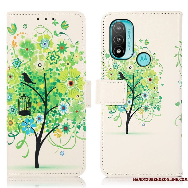 Leren Hoesje voor Moto E40 / E30 / E20 Bloeiende Boom