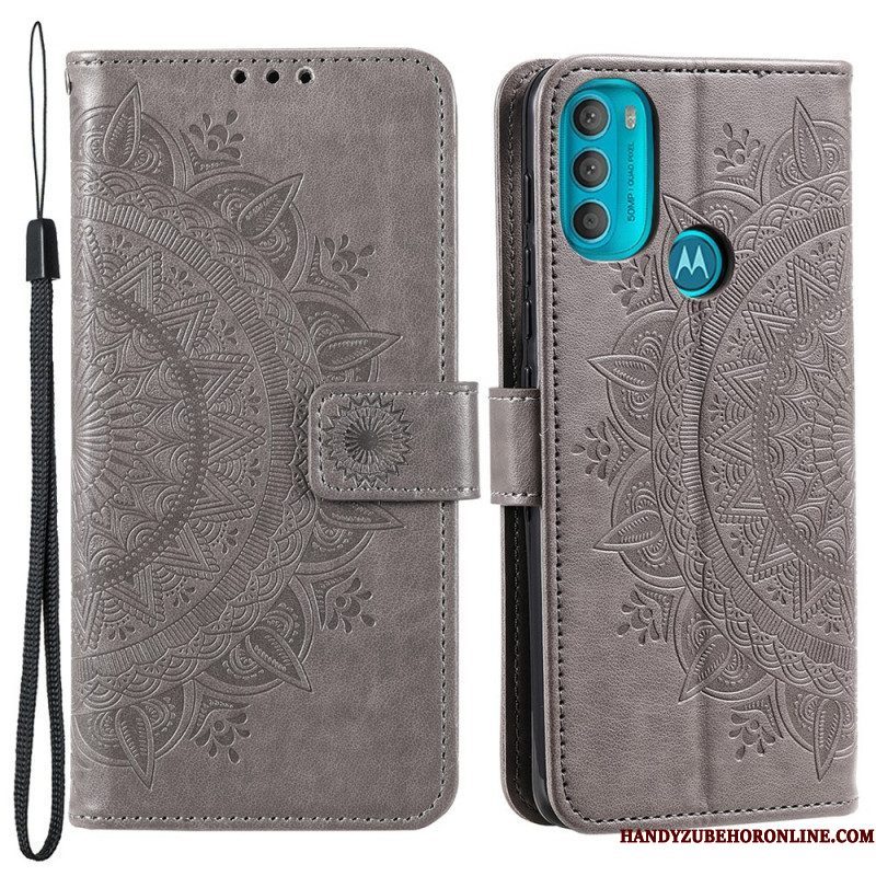 Leren Hoesje voor Moto G71 5G Zon Mandala