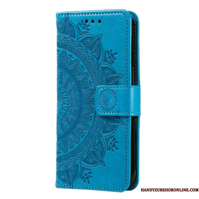 Leren Hoesje voor Motorola Edge 40 Pro Mandala Zon Met Lanyard