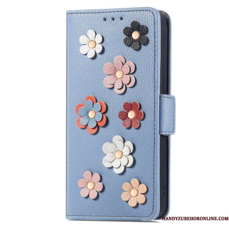 Leren Hoesje voor Samsung Galaxy A53 5G 3d Bloemen