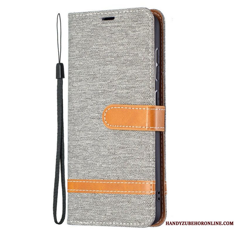 Leren Hoesje voor Samsung Galaxy S21 FE Met Ketting Band Van Stof En Leereffect