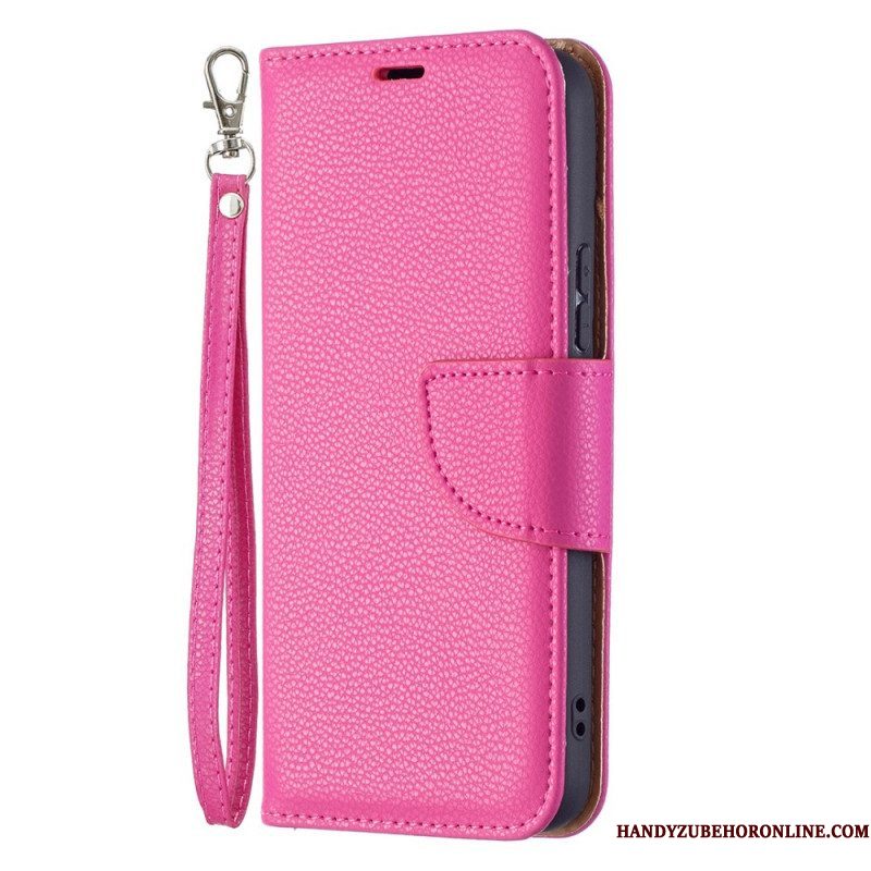 Leren Hoesje voor Samsung Galaxy S22 5G Folio-hoesje Lychee Rabat Schuin