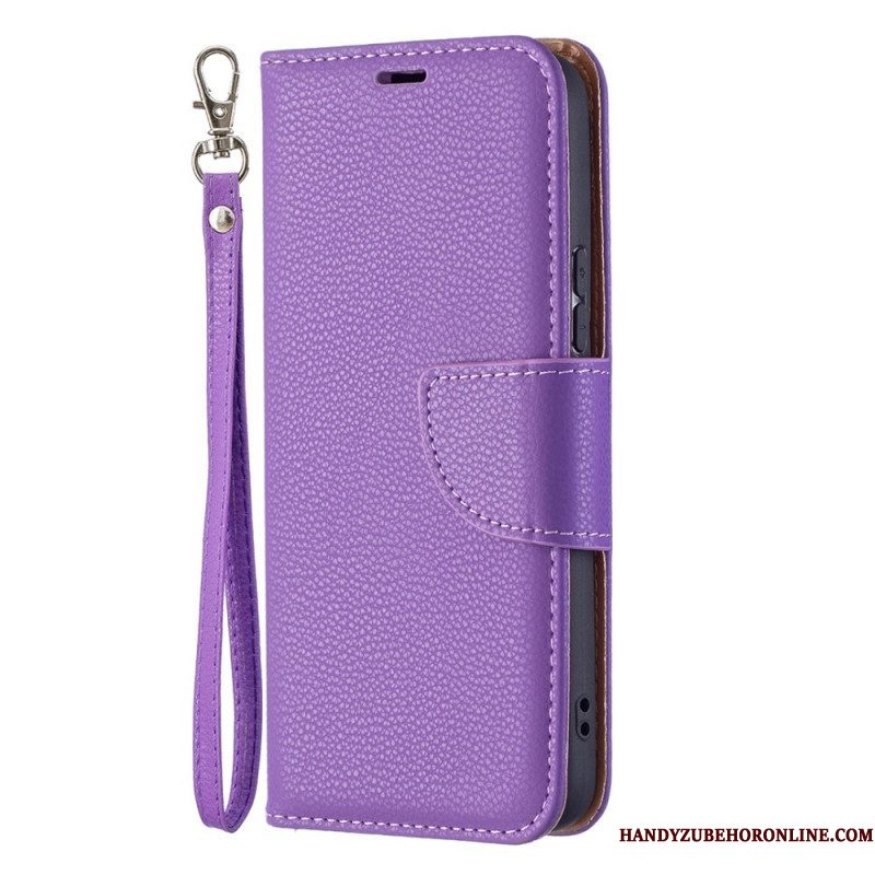 Leren Hoesje voor Samsung Galaxy S22 5G Folio-hoesje Lychee Rabat Schuin