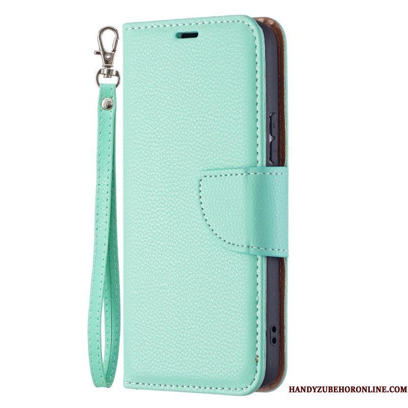 Leren Hoesje voor Samsung Galaxy S22 5G Folio-hoesje Lychee Rabat Schuin