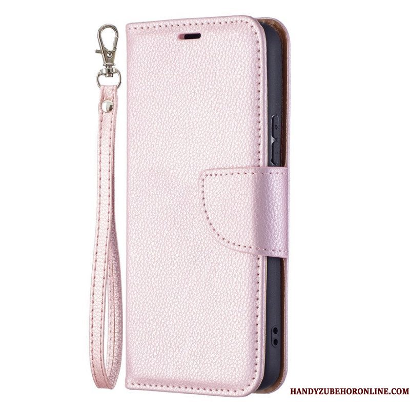 Leren Hoesje voor Samsung Galaxy S22 5G Folio-hoesje Lychee Rabat Schuin