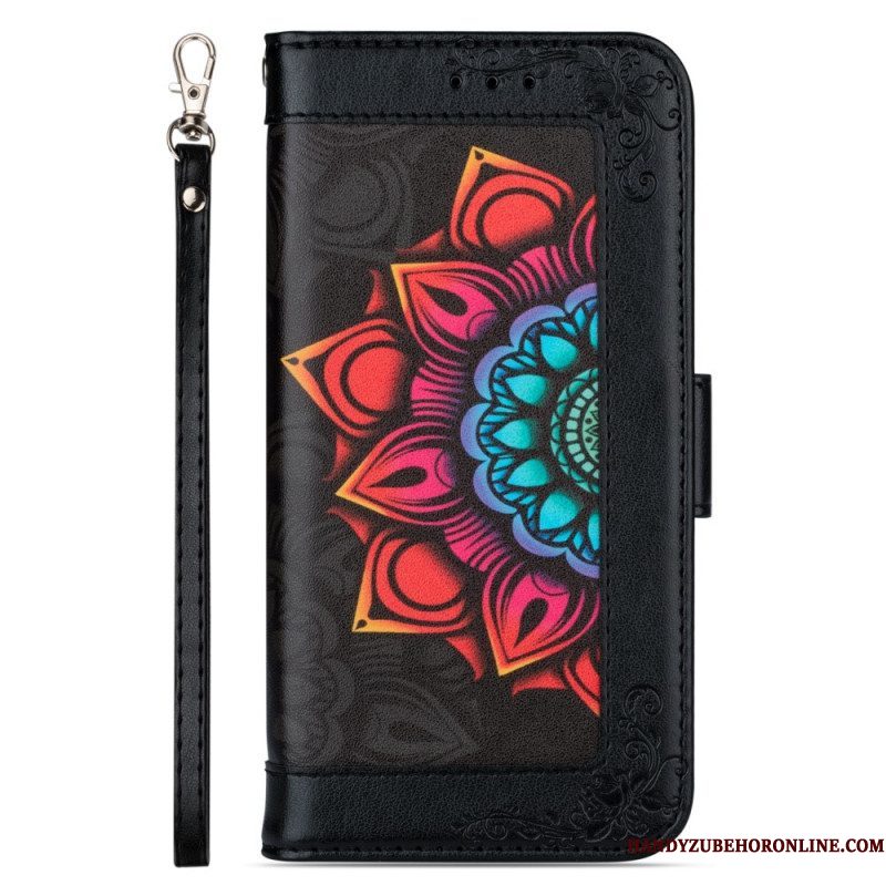 Leren Hoesje voor Samsung Galaxy S22 5G Met Ketting Bandjes Mandala Decoratie