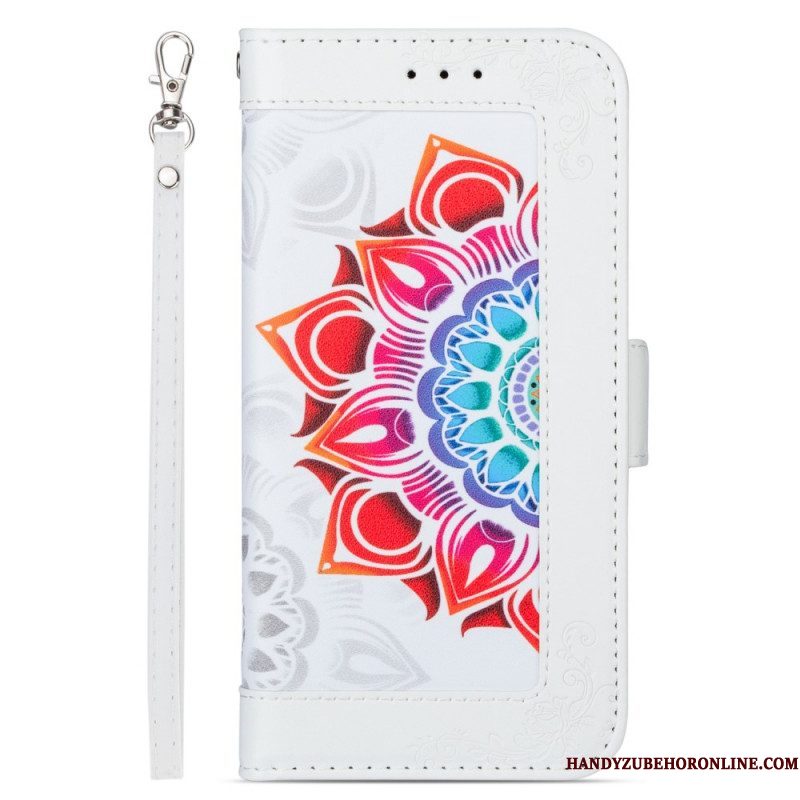 Leren Hoesje voor Samsung Galaxy S22 5G Met Ketting Bandjes Mandala Decoratie