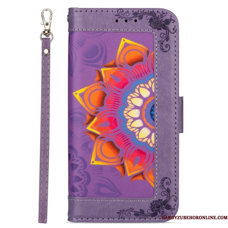 Leren Hoesje voor Samsung Galaxy S22 5G Met Ketting Bandjes Mandala Decoratie