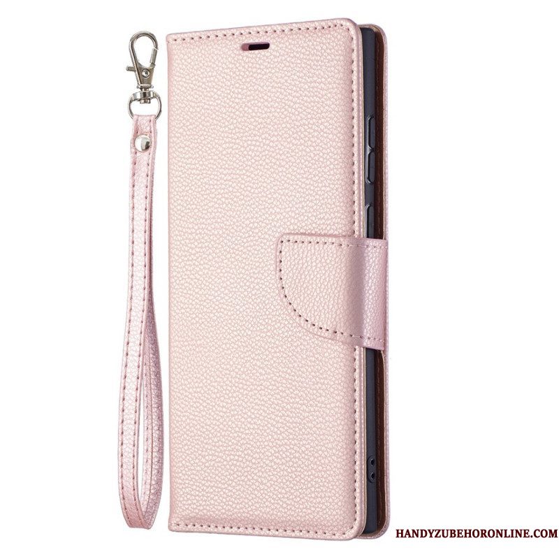 Leren Hoesje voor Samsung Galaxy S22 Ultra 5G Folio-hoesje Lychee Rabat Schuin