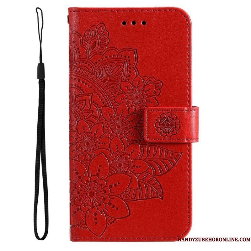 Leren Hoesje voor Samsung Galaxy S23 5G Met Ketting Strakke Mandala