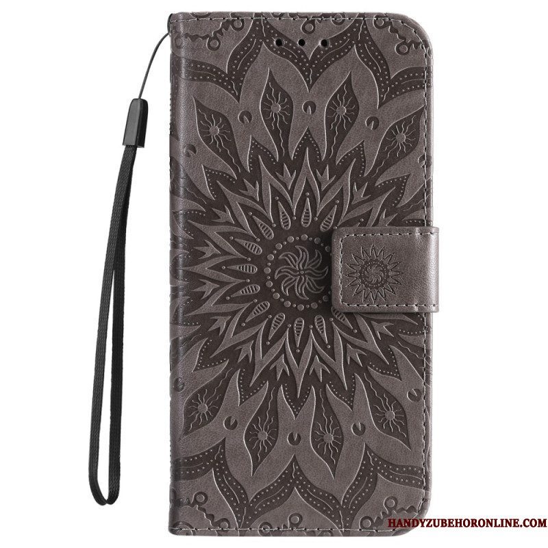 Leren Hoesje voor Sony Xperia 5 IV Mandala Zon Met Lanyard