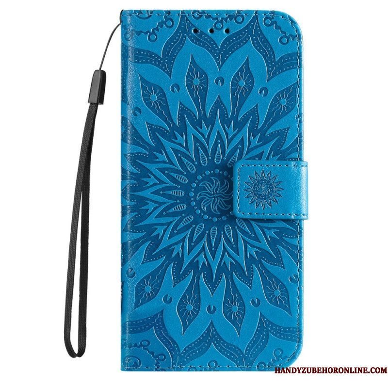 Leren Hoesje voor Sony Xperia 5 IV Mandala Zon Met Lanyard