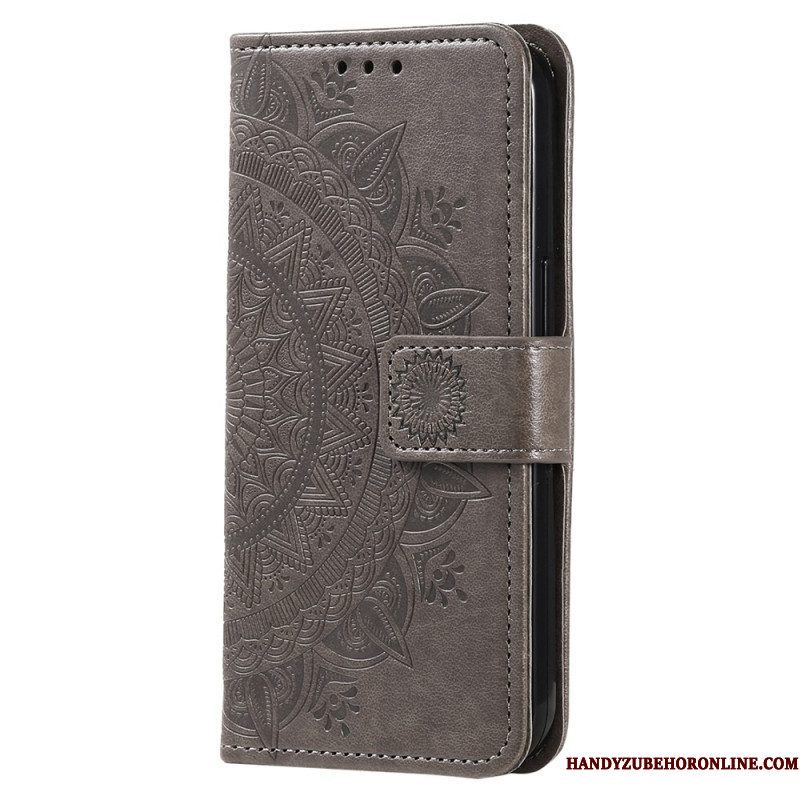 Leren Hoesje voor Xiaomi 12T / 12T Pro Mandala Zon Met Lanyard