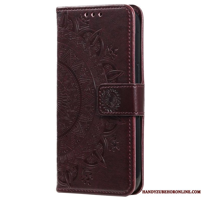 Leren Hoesje voor Xiaomi 12T / 12T Pro Mandala Zon Met Lanyard