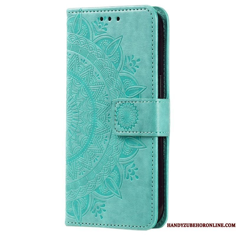 Leren Hoesje voor Xiaomi 12T / 12T Pro Mandala Zon Met Lanyard