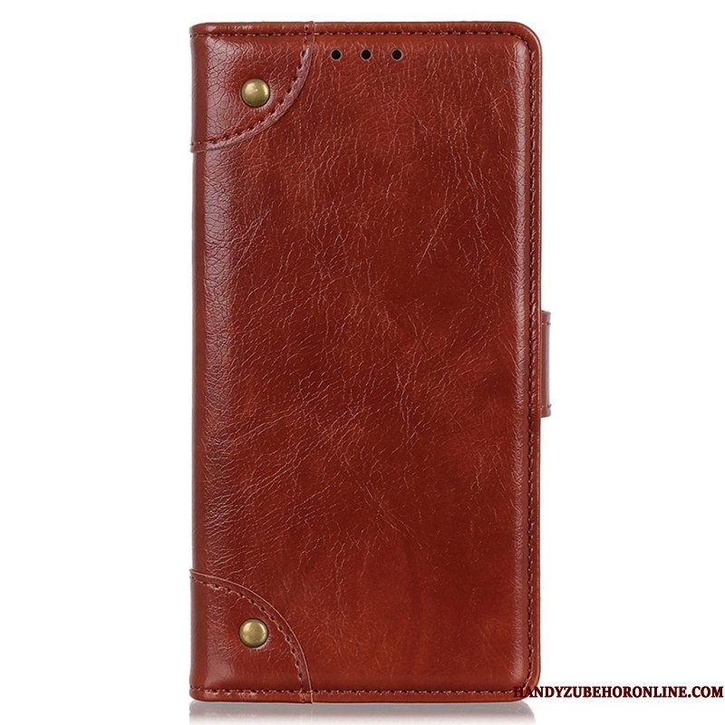 Leren Hoesje voor Xiaomi 12T / 12T Pro Stijl Nappa Lederen Vintage Klinknagels