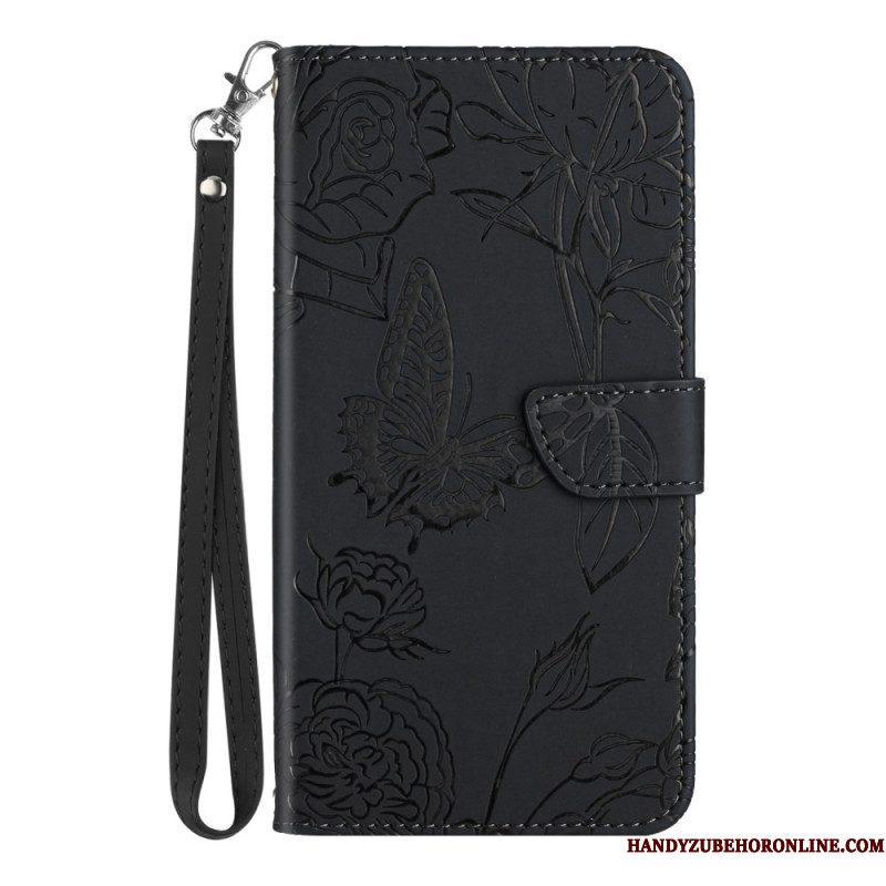 Leren Hoesje voor Xiaomi 13 Pro Vlinders En Lanyard