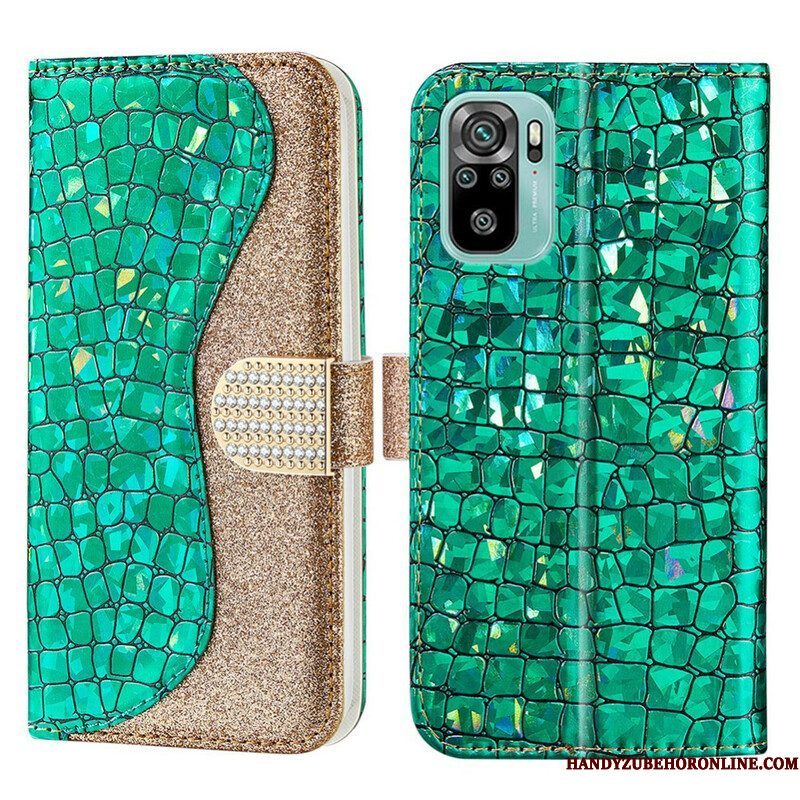 Leren Hoesje voor Xiaomi Redmi Note 10 / 10S Krokodil Diamanten