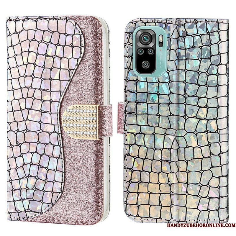 Leren Hoesje voor Xiaomi Redmi Note 10 / 10S Krokodil Diamanten