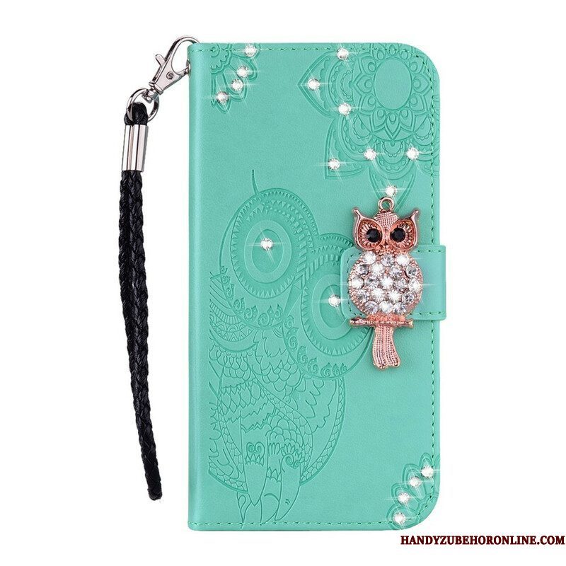 Leren Hoesje voor Xiaomi Redmi Note 10 / 10S Uil Mandala En Charme