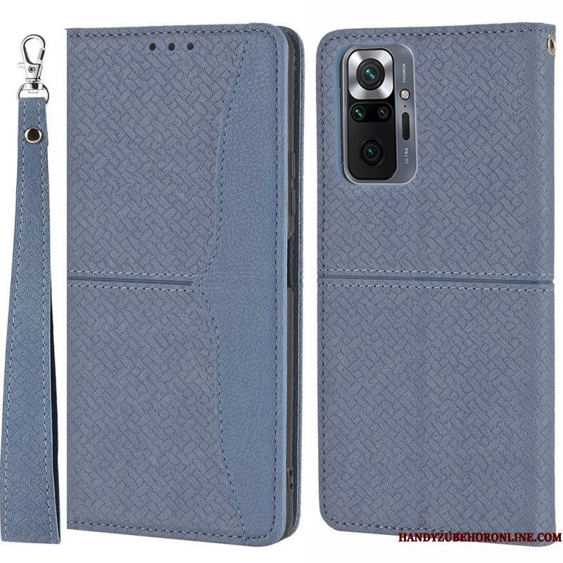 Leren Hoesje voor Xiaomi Redmi Note 10 Pro Met Ketting Geweven Leren Stijl Met Bandjes