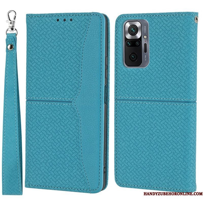 Leren Hoesje voor Xiaomi Redmi Note 10 Pro Met Ketting Geweven Leren Stijl Met Bandjes