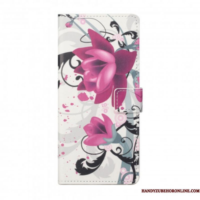 Leren Hoesje voor Xiaomi Redmi Note 10 Pro Tropische Bloemen