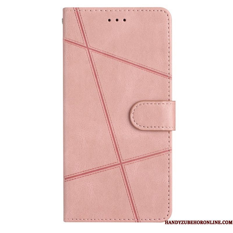 Leren Hoesje voor Xiaomi Redmi Note 12 4G Met Ketting Bandjes Geometrisch