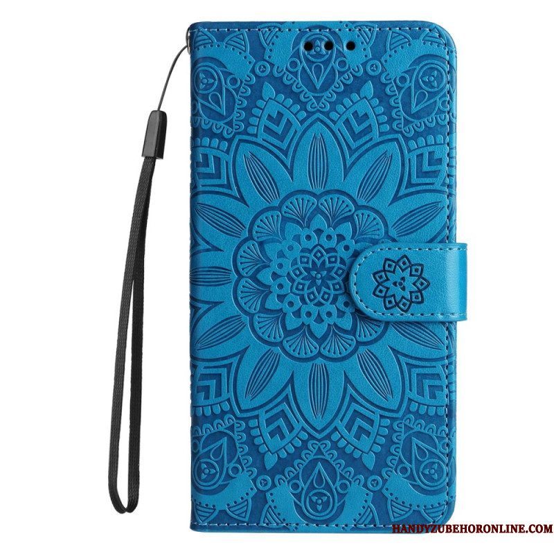 Leren Hoesje voor Xiaomi Redmi Note 12 5G Met Ketting Mandala-decoratie Met Riem