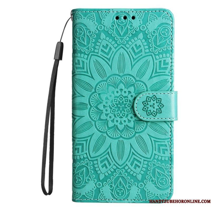 Leren Hoesje voor Xiaomi Redmi Note 12 5G Met Ketting Mandala-decoratie Met Riem