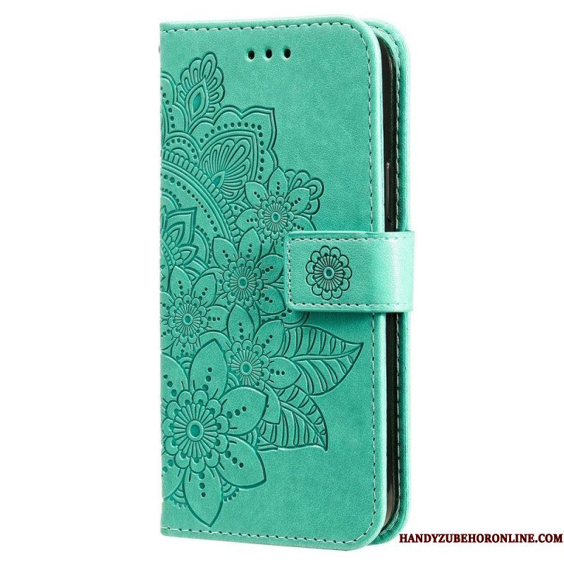 Leren Hoesje voor Xiaomi Redmi Note 12 5G Met Ketting Riem Bloem Mandala