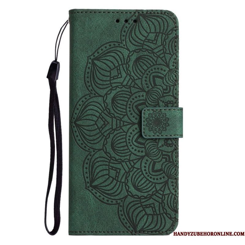 Leren Hoesje voor iPhone 14 Met Ketting Strakke Mandala